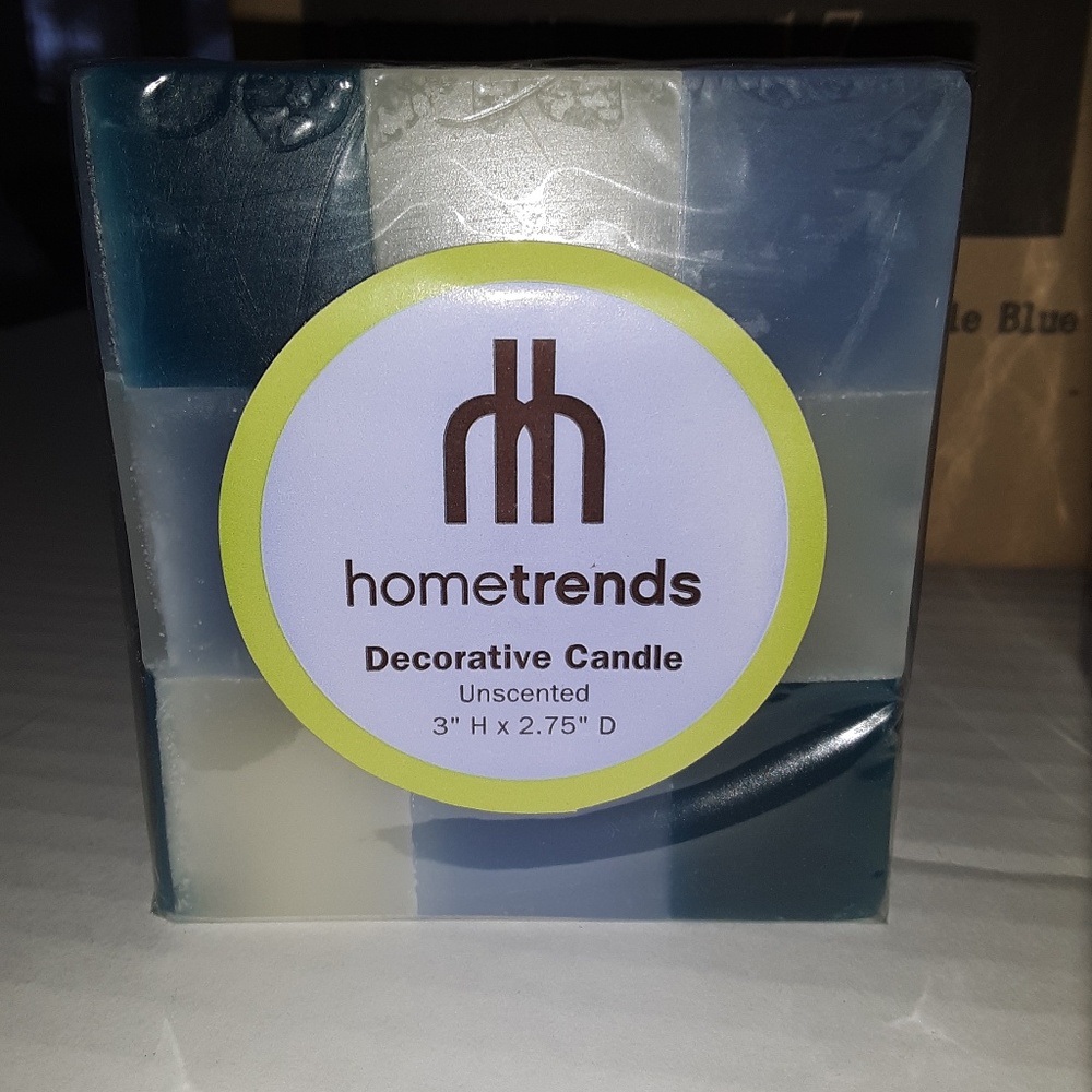 Hometrends Blue Checkered Unscented Candles